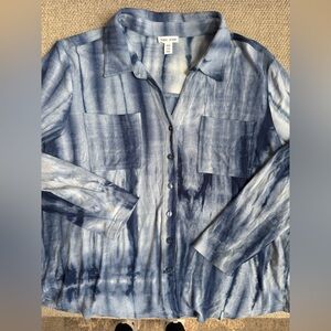 Tribal Blue Tie-Dye Button Down Shirt